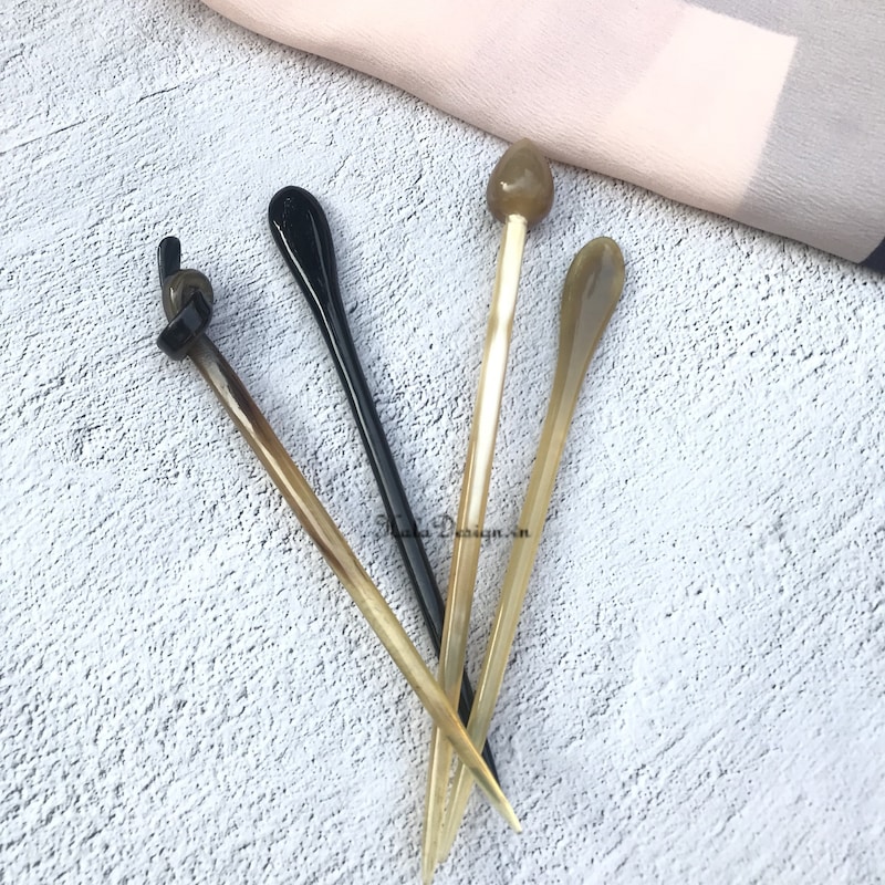 Bâtonnet à Cheveux En Corne De Buffle - Fait Main - Neuf Sans étiquettes - Accessoire Cheveux Naturel