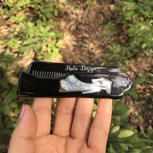 Pettine da barba inciso - Pettine di corno di bufalo con guscio intarsiato - Pennello da barba personalizzato - Pettine da barba personalizzato - Pettine per toelettatura - Pettine pieghevole