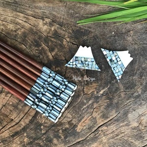 Handmade rosewood chopsticks with mother of pearl inlaid and horn chopstick rest, Wooden chopsticks,Handmade chopsticks , Rosewood Chopstick