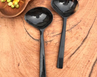 Cuchara de cuerno, Cuchara de cuerno de búfalo, Cubiertos de cuerno, Regalo de boda, Cuchara sopera, Inauguración de la casa, Cucharón sopera, Temporada de sopa, Regalo para anfitriona