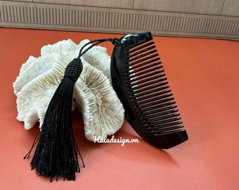 Custom Buffalo Horn Comb with Tassel, Pocket comb, For Hair and Beard , Horn Comb, Anti static comb, Personalised Comb (3.5" x 1.96")