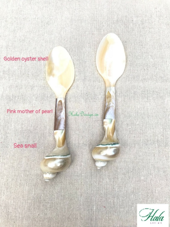 Yianyal Caviar Spoons - Mother Of Pearl Shell Spoons With Wood Handle For Serving Caviar, Eggs, Gourmet Foods-758816