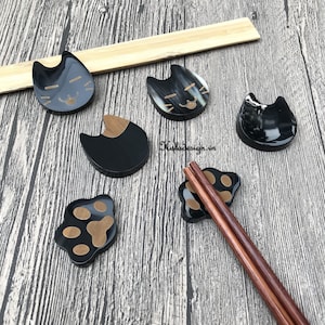 Kawaii Buffalo Horn Cat Chopstick rest, Hashioki Chopsticks rest, Chopstick rest set, Japanese chopstick rest , Cute Chopstick Rest,
