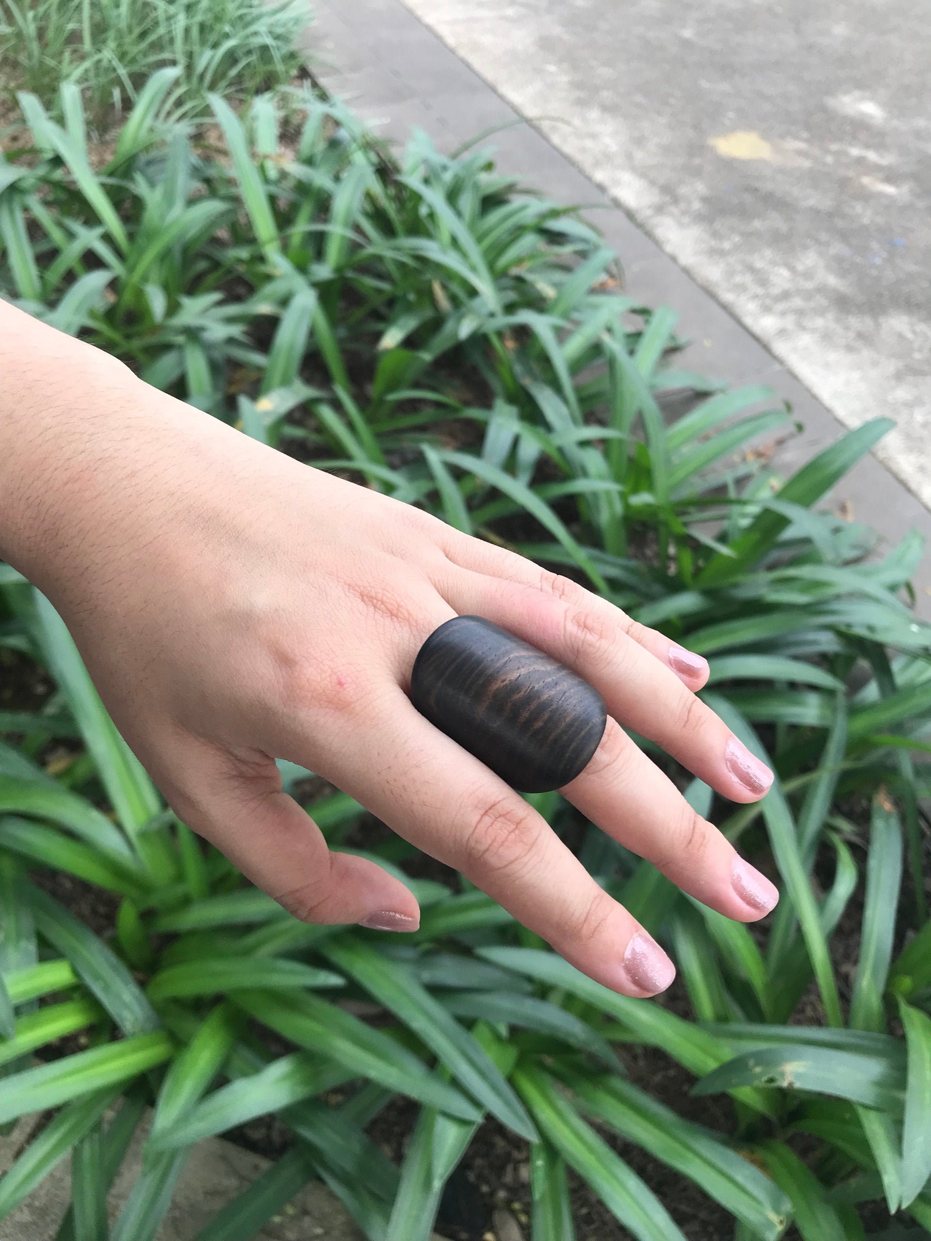Handmade Chunky Wideband Ebony Ring, Wooden Ring, Oversized Ring , Genuine Ebony , Wideband Ring , Gift for her, Statement Ring, Hobo Hippie