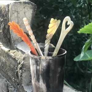 Assorted Horn Hair Stick , Anti Static Hair Accessories,  Horn Carving Natural Buffalo Horn Hair Pin , Buffalo Horn Hair Ornament
