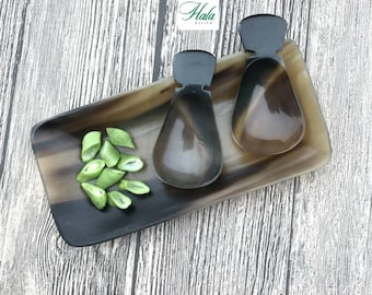 Horn Spoon, Buffalo Horn Scoop,Horn Cutlery, Horn Tea Coffee Caddy, Polish Horn Spoon, Caddy Spoon , Round Spoon