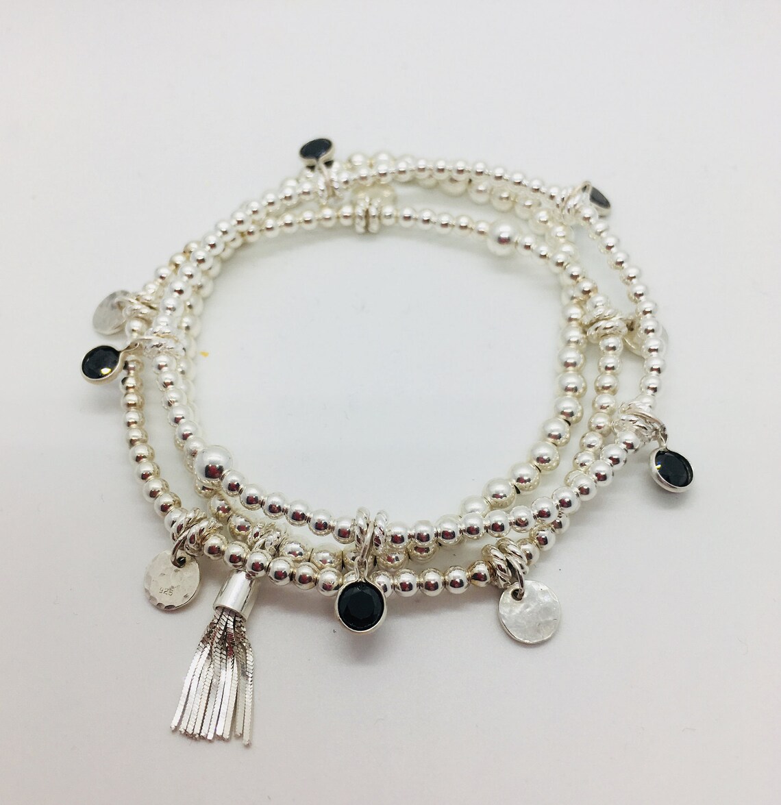 Sterling Silver Beaded Bracelet Silver Bead Bracelet Etsy