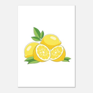 Bright Yellow Lemons Minimalist Poster – Fresh Farmhouse Kitchen Wall Art – Premium Matte Paper