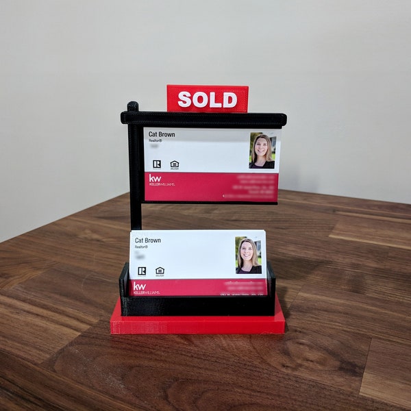Black and Red Real Estate Business Card Display - Business Card Holder Gifts for Real Estate Agents
