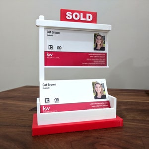 Red Real Estate Business Card Display - Business Card Holder gift real estate agent