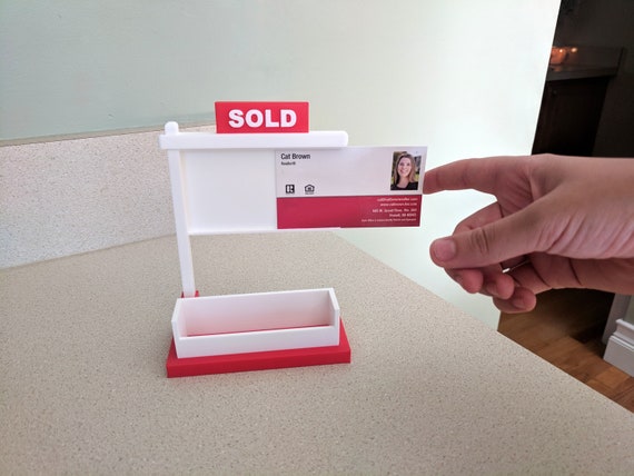 Business Card Display Rack Wooden - Real Estate Agent Card Holder For Desk, Holds 3.5 X 2 Inch Cards Wooden Card Holder