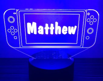 Personalised LED Multi Coloured Gamer Light Sign - Handheld Game Console Controller Design - Any Name