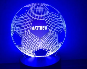 Personalised LED Multi Colour Changing Football Night Light Bedroom Sign - Any Name