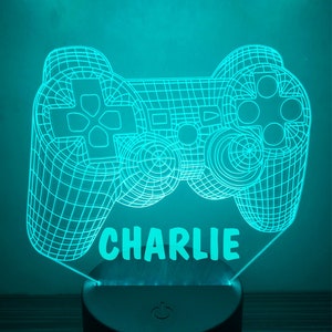 Personalised LED Neon Multi Colour Gamer Gaming Controller Night Light Sign Any Name Engraved image 1