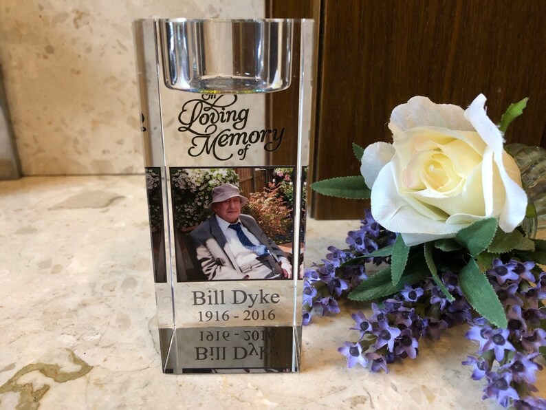 Large Photo Personalised Memorial Glass Tealight Candle Holder Etsy