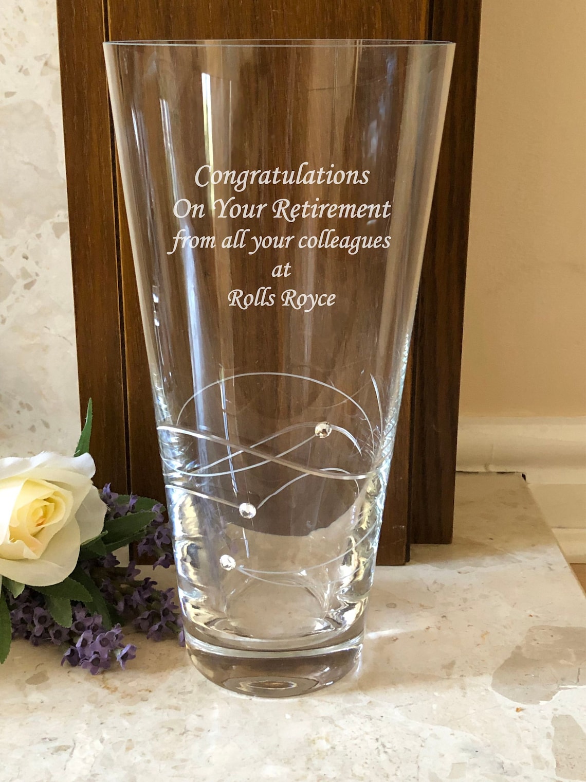 Personalised Engraved Large 25cm Diamante Crystal Vase Etsy UK