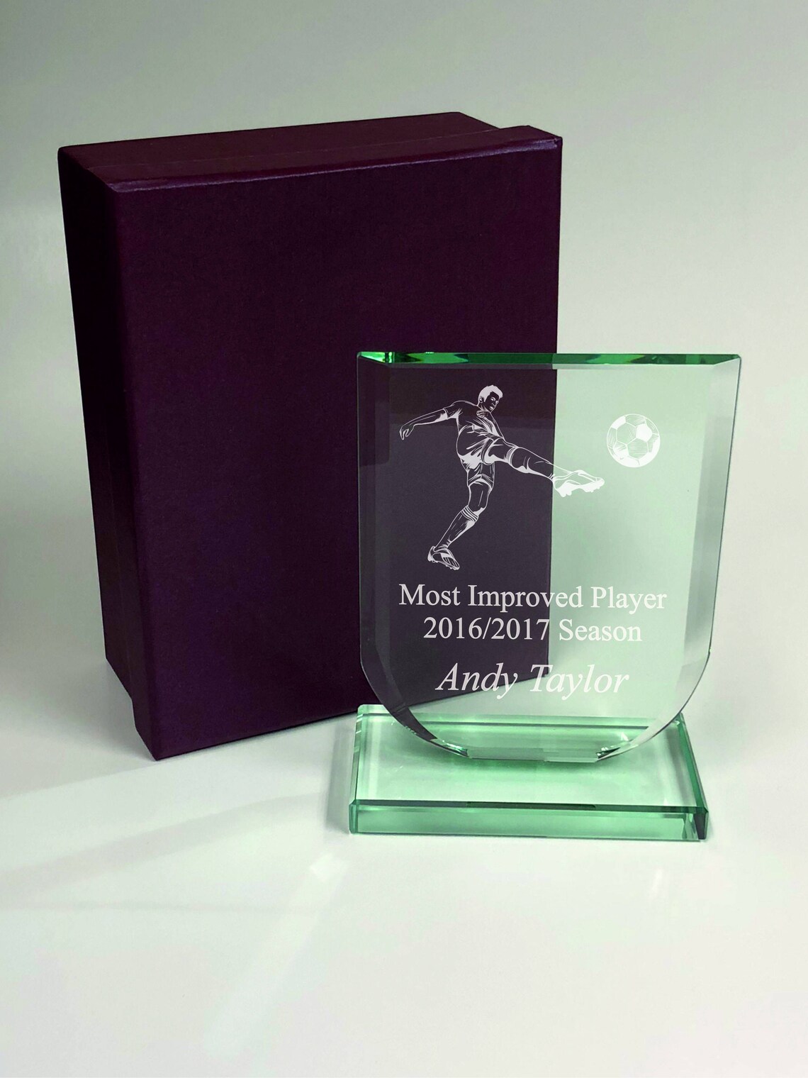 Personalised Engraved Glass Shield Trophy Award Business Etsy