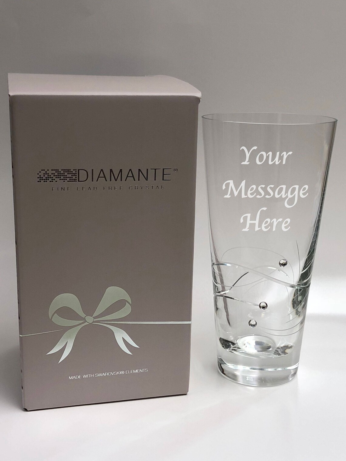 Personalised Engraved 20cm Diamante Crystal Vase Retirement Etsy