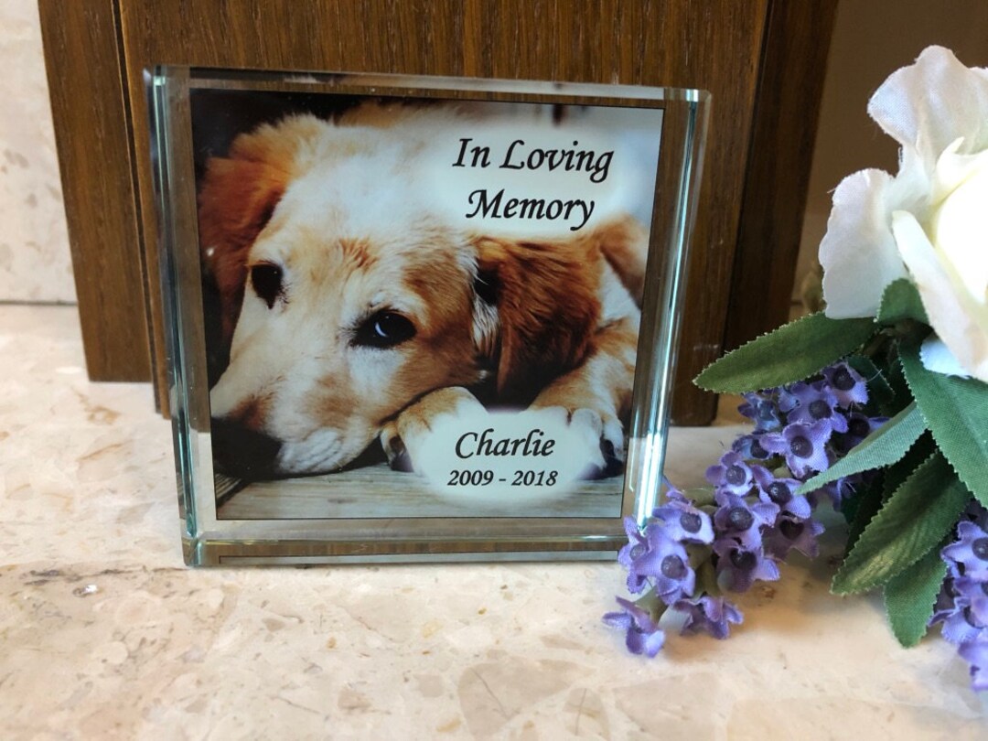Photo Personalised in Loving Memory Glass Block Pet Memorial Photo of