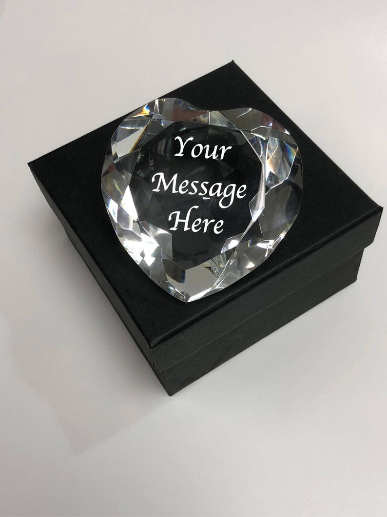 Personalised Engraved Crystal Clear Heart Glass Paperweight Etsy UK