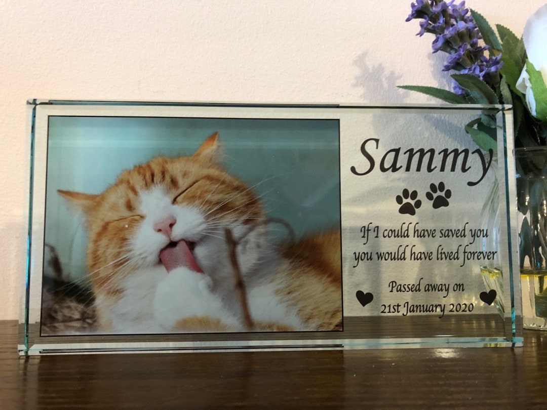 Large Photo Personalised in Loving Memory Glass Block Pet Memorial Name