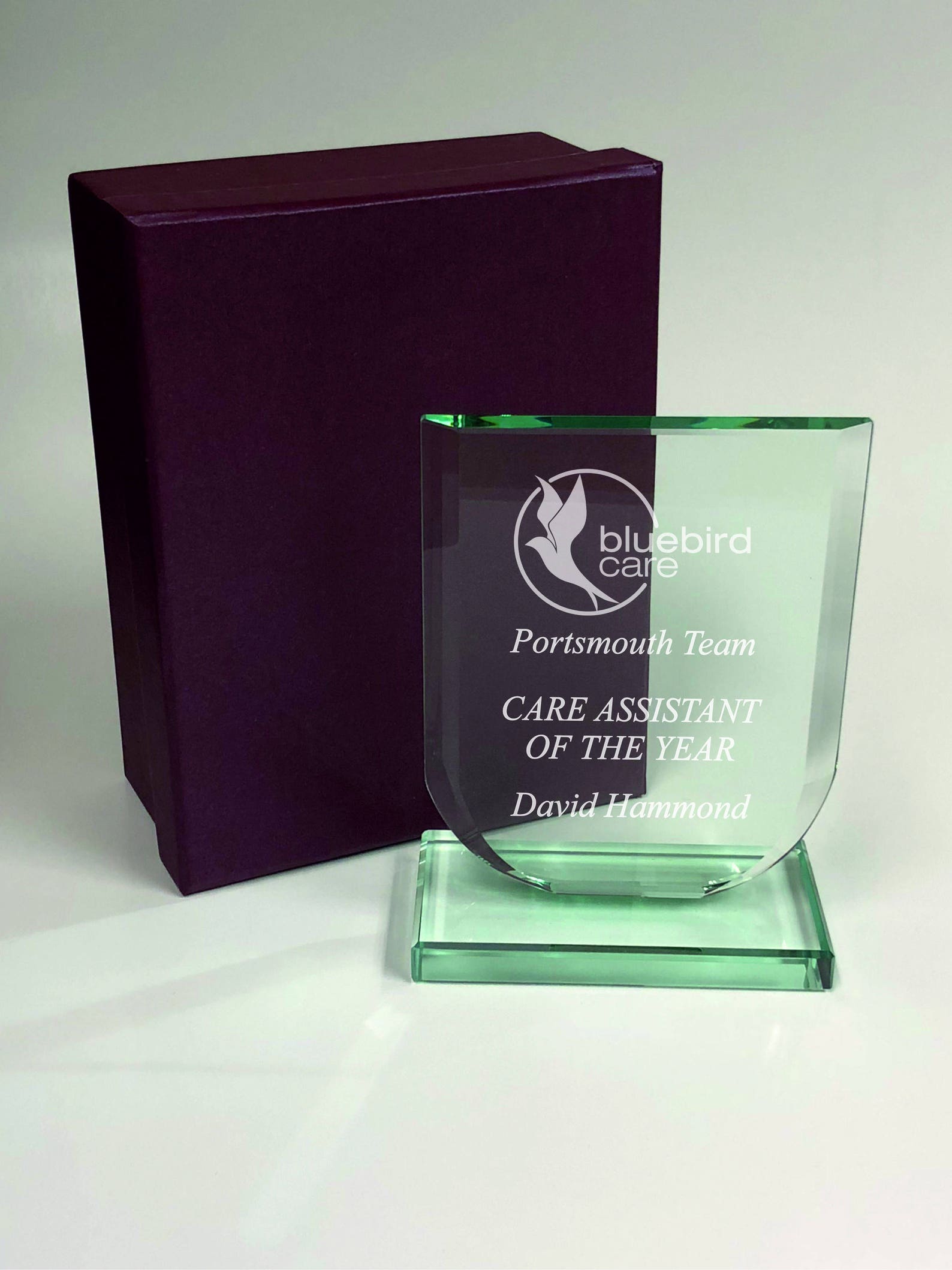 Personalised Engraved Glass Shield Trophy Award Business Etsy