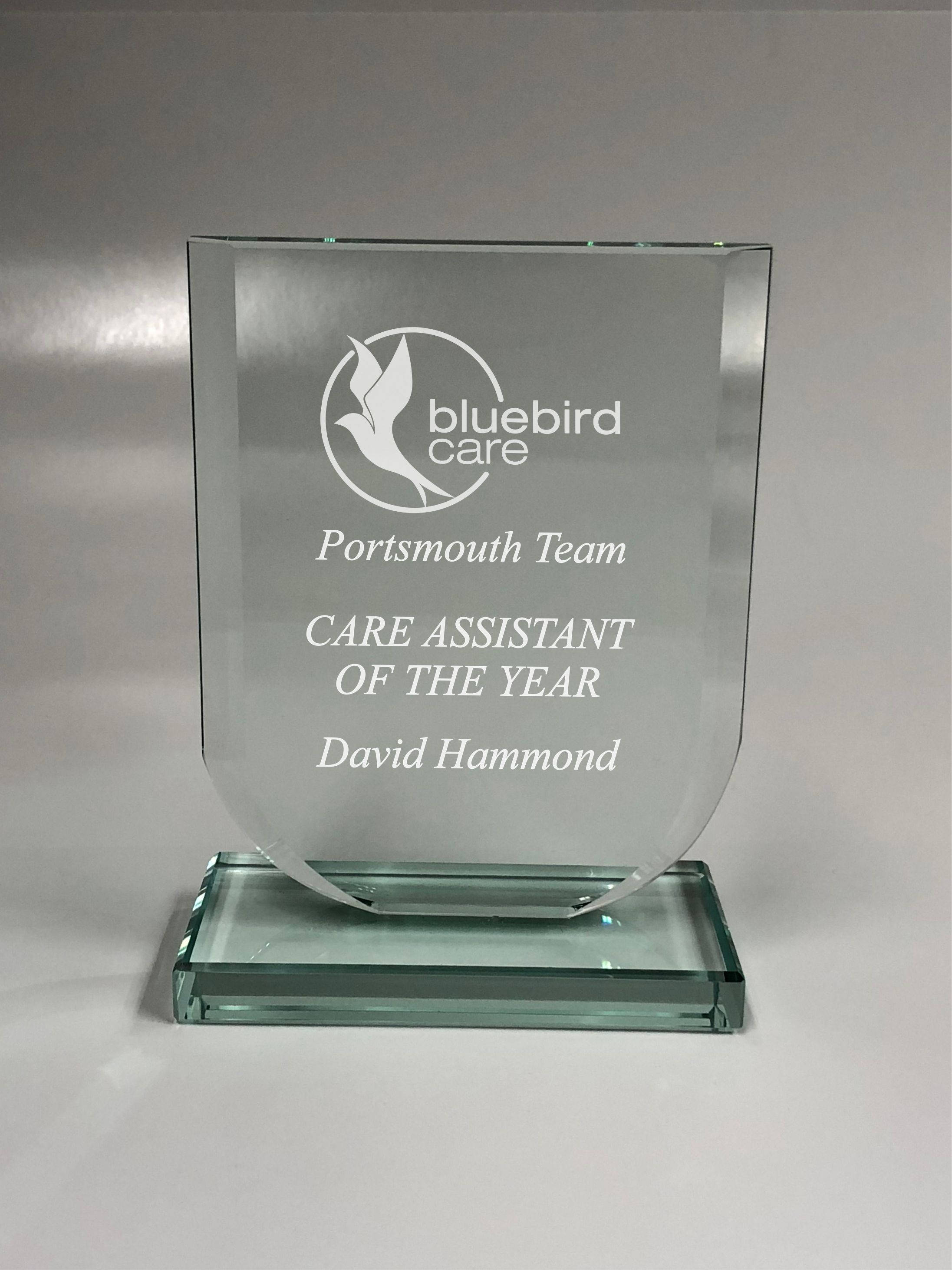 Personalised Engraved Glass Shield Trophy Award Business Etsy