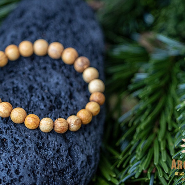 Palo Santo Perlenkette, Armband Heiliges Holz Handgemacht für Positivität & Entspannung