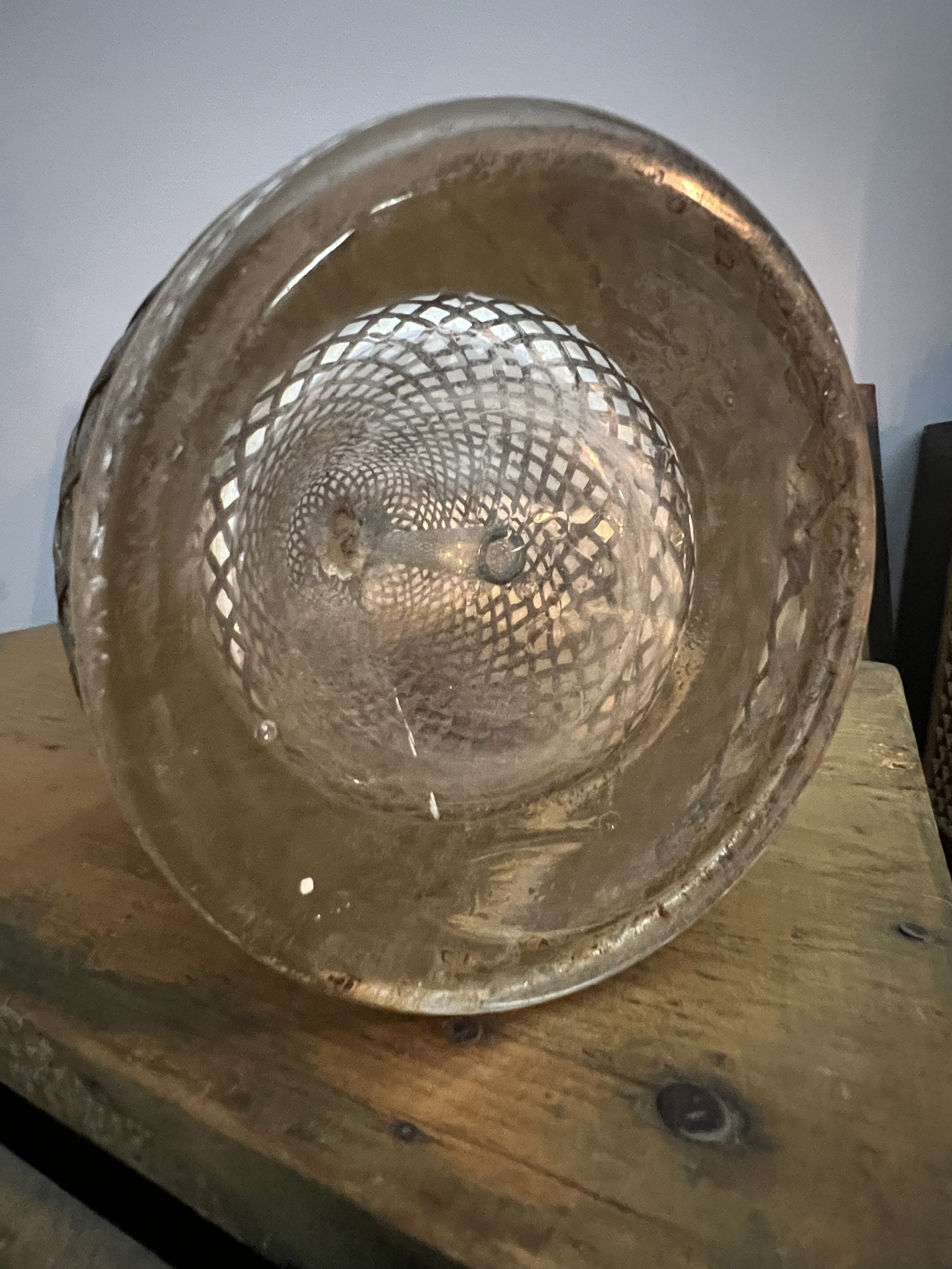 Antique 1920's Sparklets 'C' Size Syphon Glass With Metal Mesh Seltzer Bottle Made in England