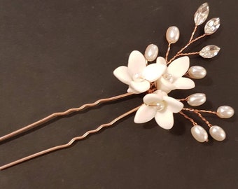 Horquilla Bridal Hair pin Blossom Wedding Floral Hairpin Flower Hair Pin Bridal Hair Accessory Hair Accessory Soft Clay Flower Hair pin