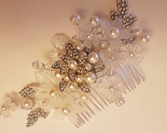 Pettine per capelli da sposa, pettine per capelli da sposa, accessorio per capelli da sposa, pettine per capelli in cristallo e perla, copricapo da sposa, parrucchino da sposa,