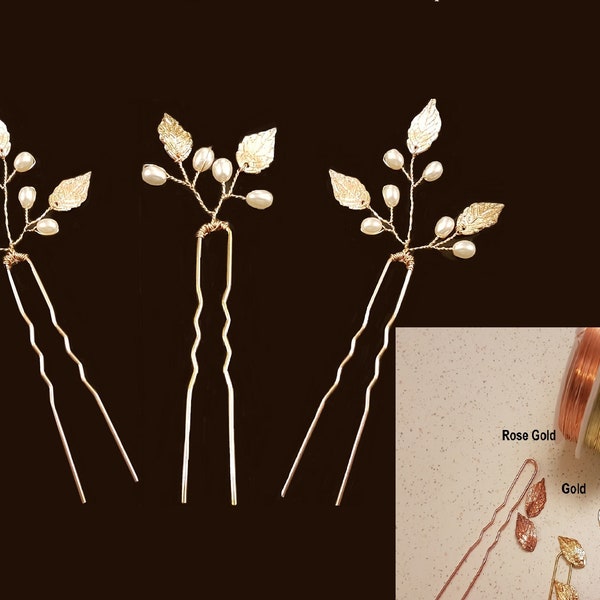 Bridal Hairpins Wedding Hairvine hair Pins Gold Silver Rose Gold  Hairpins Wedding Accessory Bridal Hair Pins Bridesmaid leaf Hairpin