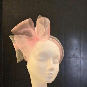 PINK & SILVER GREY Crinoline Bow knot modern Headband Fascinator for Cocktail party,Wedding,Race,wedding Guest,Ladies headband headpiece