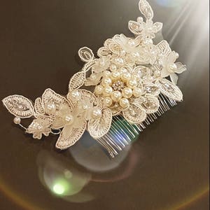 Bridal hair comb  bridal hair vine comb   Wedding hair jewellery crystal & pearl hair comb, Bridal floral headpiece, wedding hairpiece