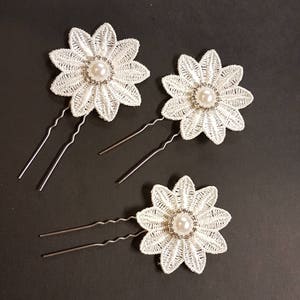 Bridal Hair pin , Wedding hair pins,  Hair pins Crystal pearls Flower Hairpins # Bridal Headpiece Bridesmaids , Communion, hair jewellery