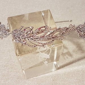 Crystal Tiara Headband   Bridal vintage headband1920s Inspired Encrusted diamante stones on silver frame
