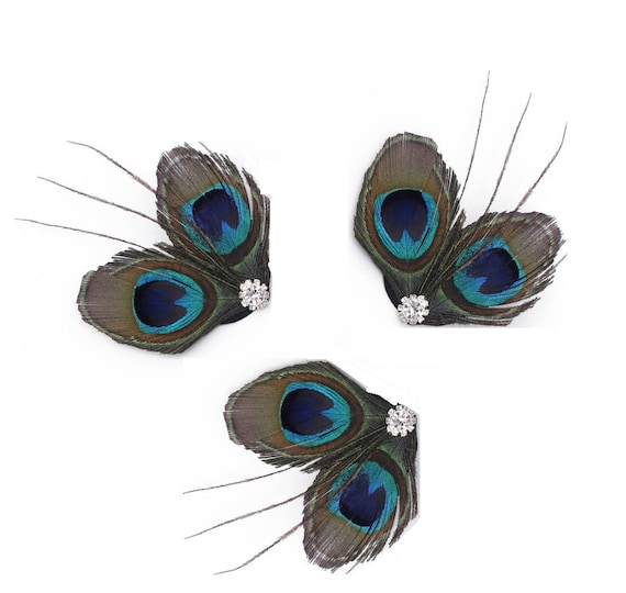 Peacock Feather Fascinator Hair Clips Bridal Bridesmaid Etsy