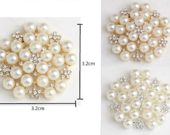 Pearl Embellishment Silver or Gold Decorative embellishment 32mm Embellishment Flat back Diy Hair Accessories Pearl Flower flat back DIY