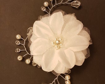 Bridal Flower Hair Comb, Crystal Wedding Hair Accessory