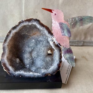 Rose Quartz/Fluorite HB on Geode 4 1/2"-Peter Muller