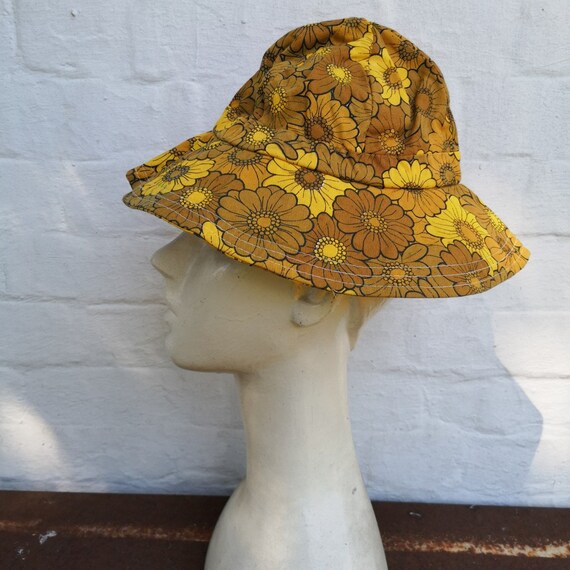 Vintage yellow and mustard floral print cotton sum