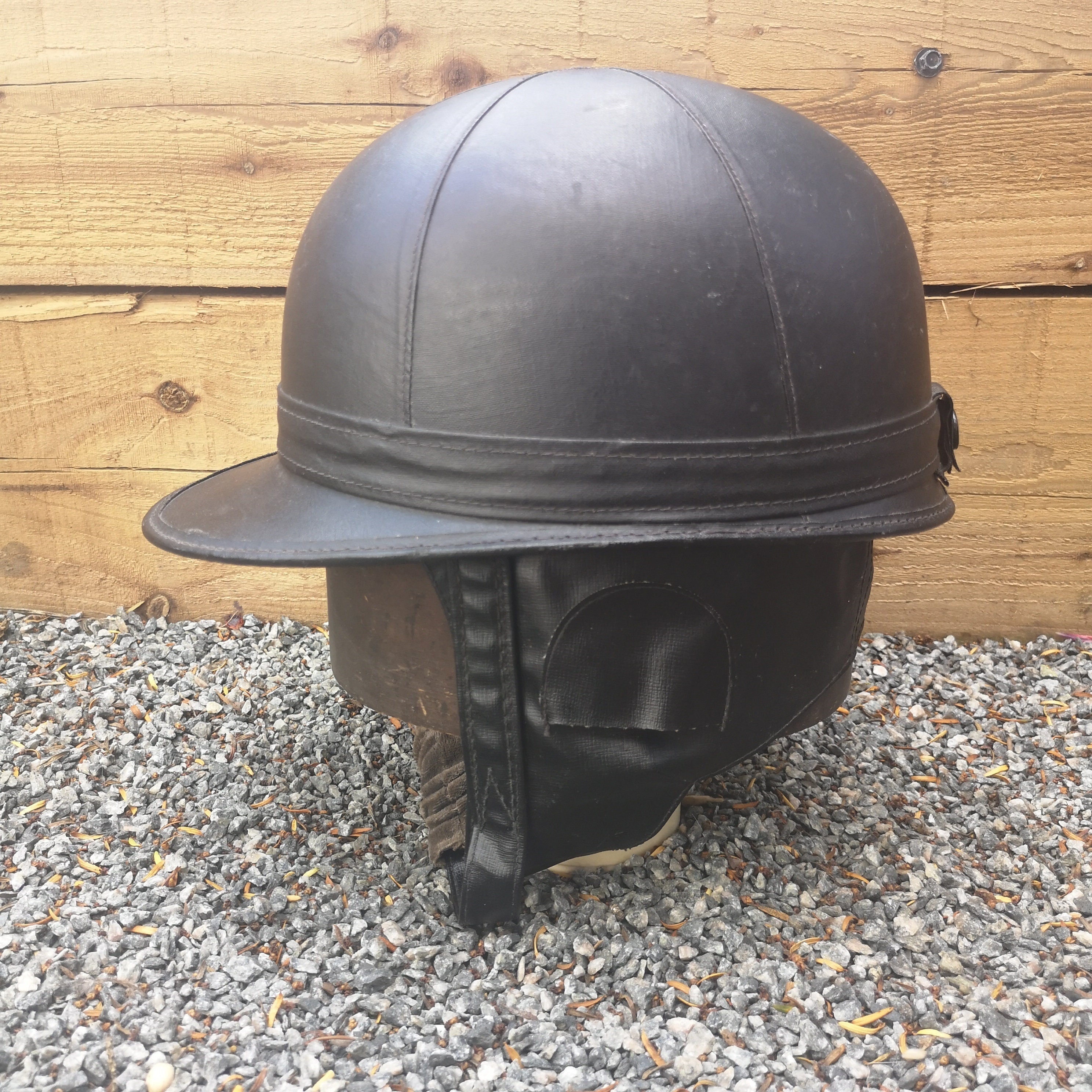 Everoak black 1960s Mod scooter motorcycle crash helmet, vinyl