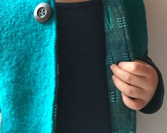 Wollen vest *blauw-naar-groen*