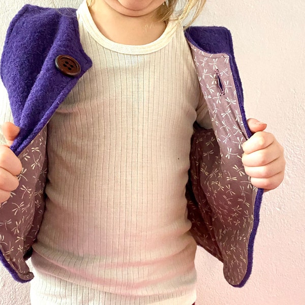 Gilet de laine *libellule violet