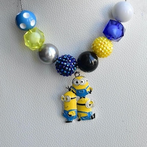 Minions Theme bubblegum beads necklace bbn231117