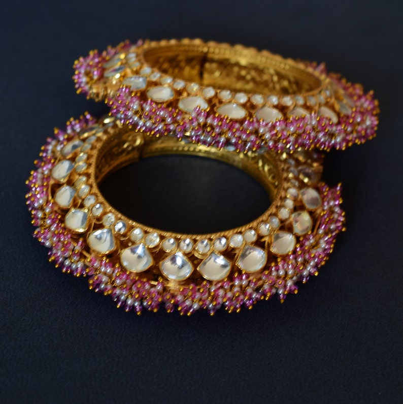 Kundan Bangles Indian Bridal Bracelets Traditional Kangan Etsy