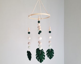 Monstera Leaf baby mobile, tropical baby mobile, crib mobile, tropical nursery mobile, baby mobile, unisex baby mobile, custom baby mobile