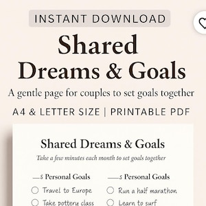 Couple Goals | Couples Goals Journal | Couples Journal | Relationship Goal | 5-minute journal | Digital Planner