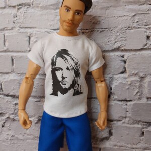 12", 1/6 scale male doll clothes, made on order, white t-shirt with print image 4