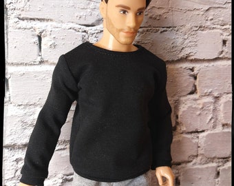 12", 1/6 doll clothes, black sweater, made on order.